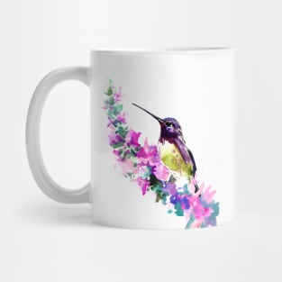 Hummingbird and Pink purple Flowers Mug